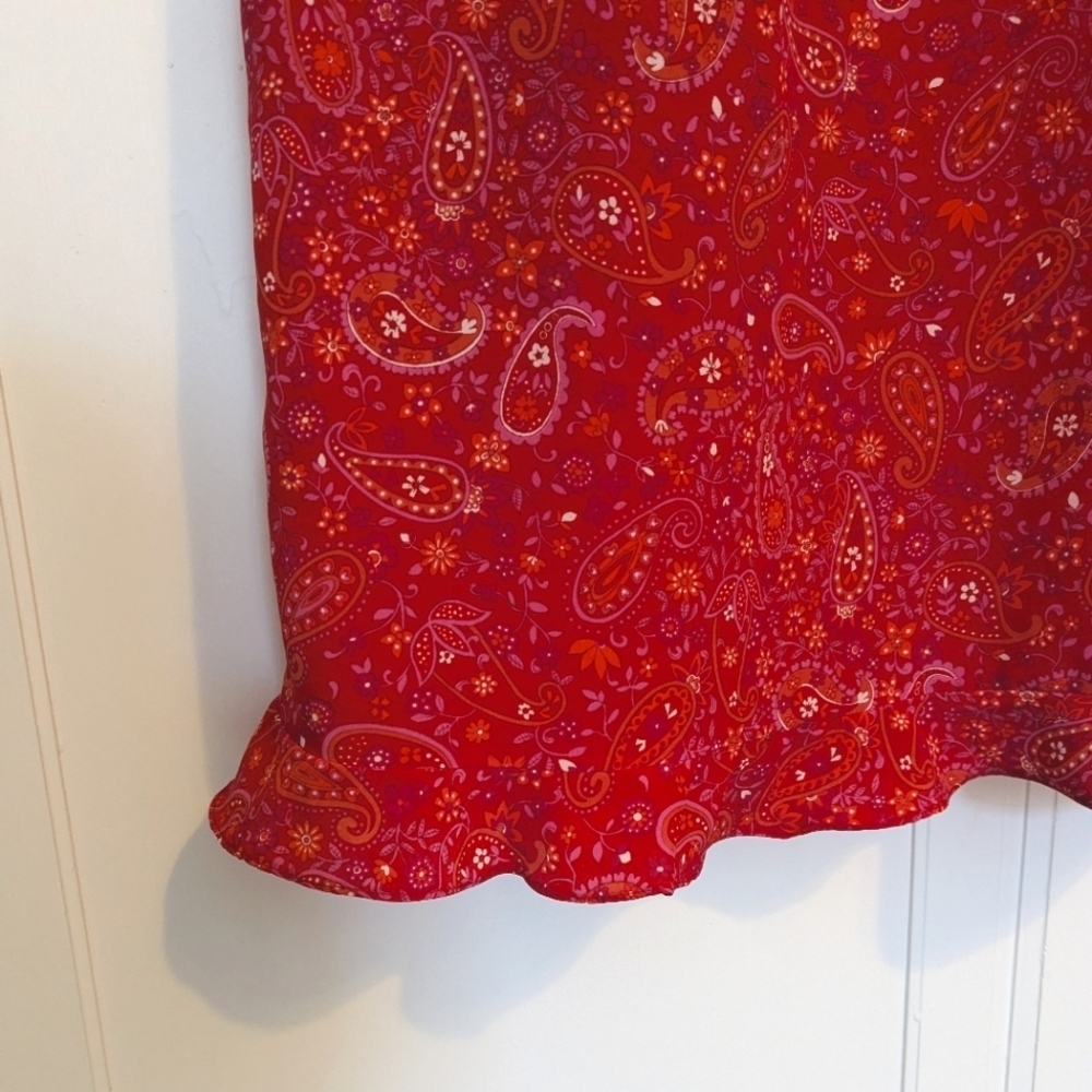 California Concepts Red Pink Orange Paisley Y2K Slip Dress Sundress Small - Picture 6 of 7